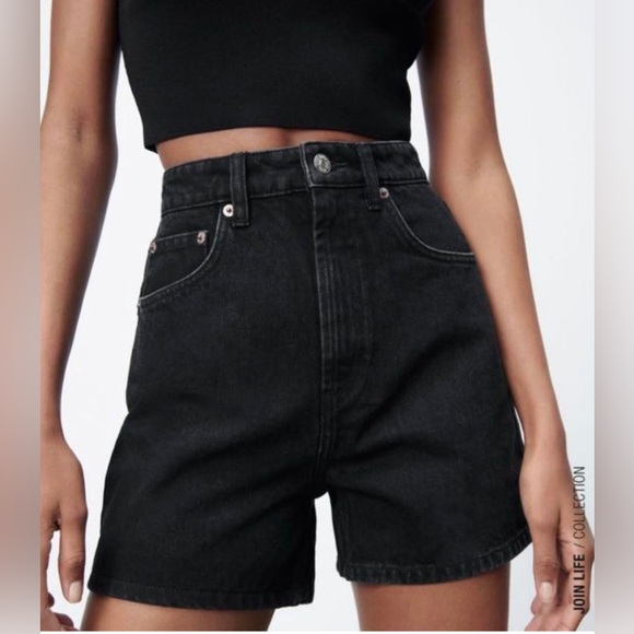 Black Denim Women's Shorts - Picture 1 of 4